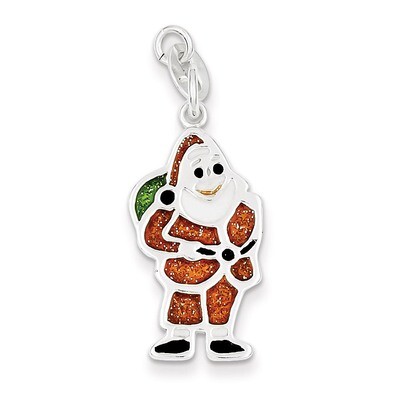 Enameled Santa Charm Sterling Silver Polished QC6881, MPN: QC6881, 191101464874