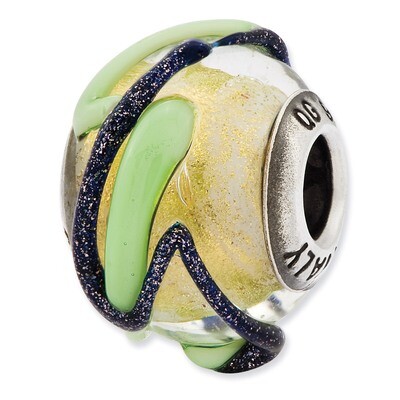 Sterling Silver Reflections Italian Yellow with Blue &amp; Green Textured Lines Gl QRS2600