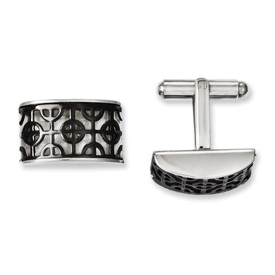 Fancy Black IP-plated Cufflinks - Stainless Steel SRC220 by Chisel, MPN: SRC220,