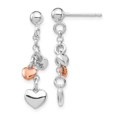 Rose gold-plated Heart Dangle Post Earring Sterling Silver Rhodium-plated QE14081, MPN: QE14081, 88…