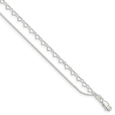 Double Strand Hearts with 1 inch extender Anklet Sterling Silver Polished QG4756-9, MPN: QG4756-9, …