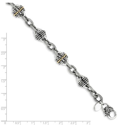 7.5 Inch Bracelet Sterling Silver &amp; 14k Gold QTC292, MPN: QTC292, 883957503561
