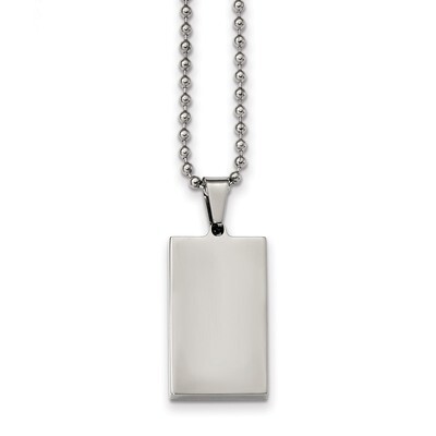 Stainless Steel Brushed&amp;Polished 3.85mm Rvsble Rectangle DogTag Necklace Stainless Steel Brushed SR…