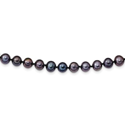 7-8mm Black Freshwater Cultured Pearl Necklace 18 Inch Sterling Silver Rhodium-plated QH5155-18, MP…