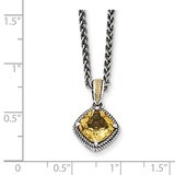 Citrine Necklace Sterling Silver &amp; 14k Gold Antiqued QTC1045, MPN: QTC1045, 191101384226