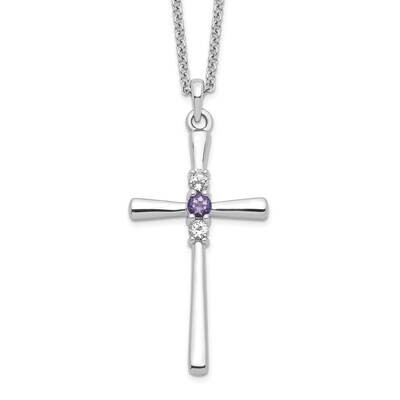 Survivor Clear &amp; Purple Swarovski Topaz Faith Cross Necklace Sterling Silver SV213SSPU-16, MPN: SV2…