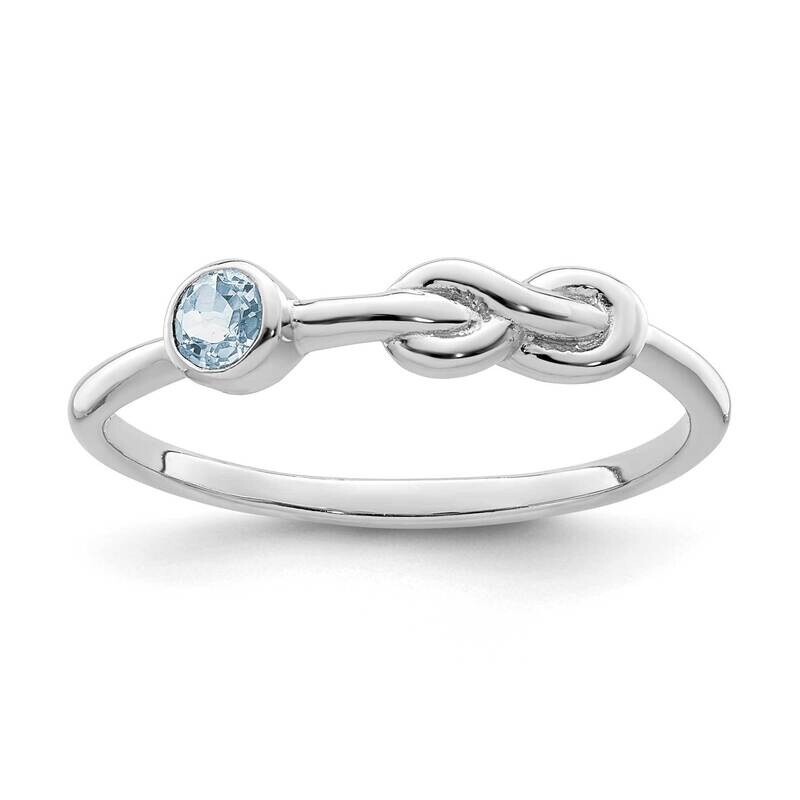 Polished Infinity Aquamarine Ring Sterling Silver Rhodium-plated QBR34MAR-7