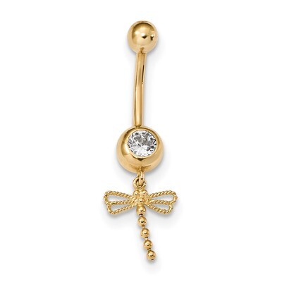 CZ Diamond Dragonfly Dangle Belly Ring 14k Gold BD141, MPN: BD141, 883957870663