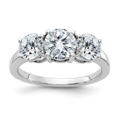 2 1/5ct. Three Stone D E F Pure Light Round Moissanite Ring 14k White Gold RM3554E-225-WMP, MPN: RM…
