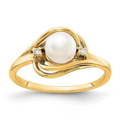 5.5mm Freshwater Cultured Pearl Diamond Ring 14k Gold Y1968PL_AA, MPN: Y1968PL_AA, 883957075051