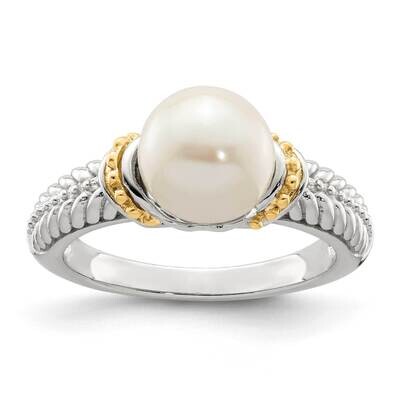 8-9mm FWC Pearl Ring Sterling Silver with 14k Gold Accent QTC1530, MPN: QTC1530, 883957170343