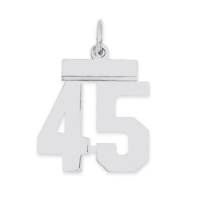Pendant Number 45 Polished Sterling Silver Small QSS45, MPN: QSS45, 883957101378