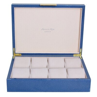 Addison Ross Blue Shagreen Watch Box 8 x 11 Inch Lacquer BX1452W, MPN: BX1452W, UPC/EAN: 5024043191…
