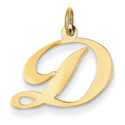 Medium Fancy Script Initial D Charm 14k Gold YC652D, MPN: YC652D, 886774136714