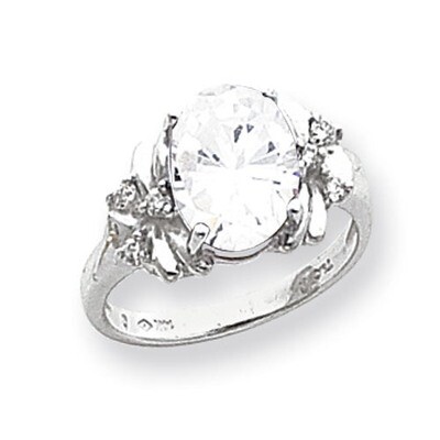 10x8mm Oval Cubic Zirconia Diamond Ring 14k white Gold Y2240CZ/A, MPN: Y2240CZ/A, 883957618272