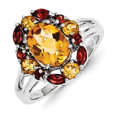 Citrine &amp; Garnet Ring Sterling Silver QR2899CI, MPN: QR2899CI, 883957359984