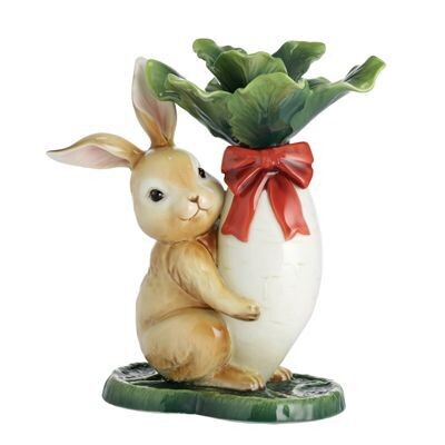 Franz Porcelain Rabbit Zodiac Design Sculptured Porcelain Rabbit With Chinese White Radish Figurine…