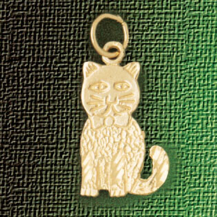 Dazzlers Jewelry Cat Kitten Pendant Necklace Charm Bracelet in Yellow, White or Rose Gold 1979, MPN…