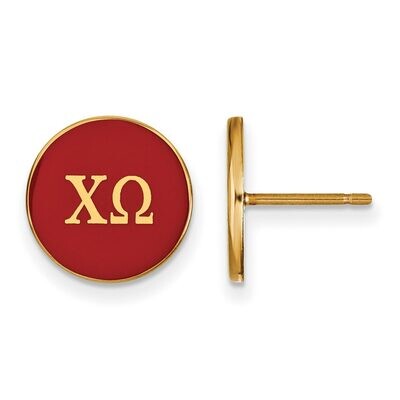 Chi Omega Enameled Post Earrings Gold-plated Silver GP031CHO, MPN: GP031CHO, 886774934181