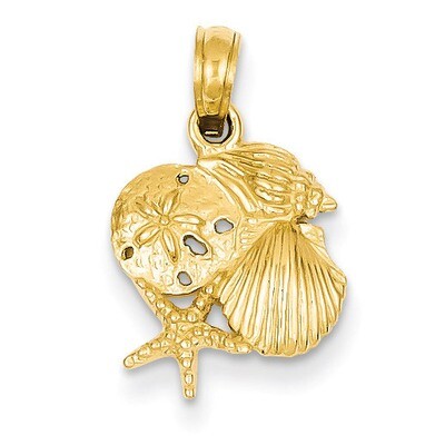 Mini Shell Cluster Pendant 14k Gold Solid Polished D1389, MPN: D1389, 637218060696