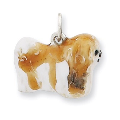 Lhasa Apso Charm Sterling Silver Enameled QC6441, MPN: QC6441, 886774373652