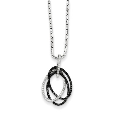 Black and White Diamond Triple Oval Pendant Sterling Silver QP3775, MPN: QP3775, 886774309859