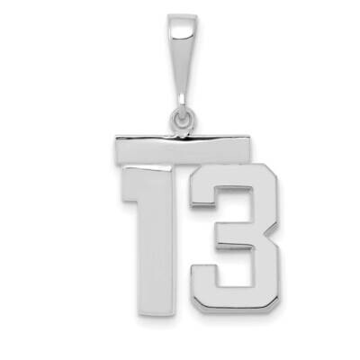 Number 13 Charm 14k White Gold Polished Medium WMP13, MPN: WMP13, 196904076149