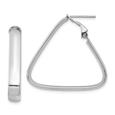Leslie&#39;s 5mm Triangle Omega Back Hoop Earrings 14k White Gold HB-LE1885W, MPN: LE1885W, 191101734816