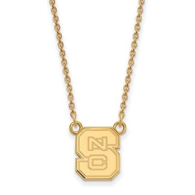 North Carolina State University Small Pendant with Chain Necklace Gold-plated Silver GP015NCS-18, M…