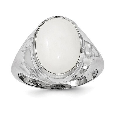 White Agate Ring Sterling Silver Rhodium-plated QR6296, MPN: QR6296, 886774675954
