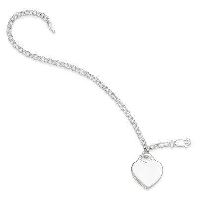 7.25 Inch Heart Charm Bracelet Sterling Silver QG1471-7.25, MPN: QG1471-7.25, 883957947488