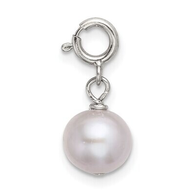 8mm Grey Freshwater Cultured Pearl Springring Charm Sterling Silver SS5039G, MPN: SS5039G,