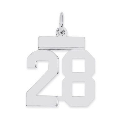 Pendant Number 28 Polished Sterling Silver Small QSS28, MPN: QSS28, 883957101170