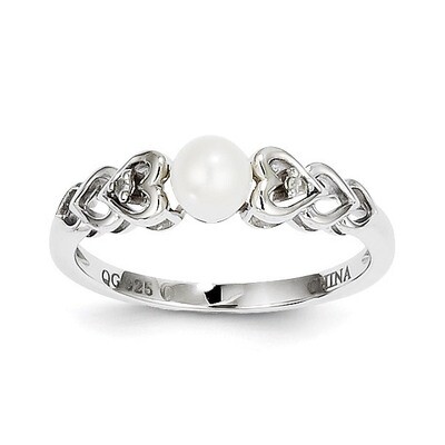 Pearl &amp; Diamond June Ring Sterling Silver Cultured QBR23JUN, MPN: QBR23JUN, 883957432090
