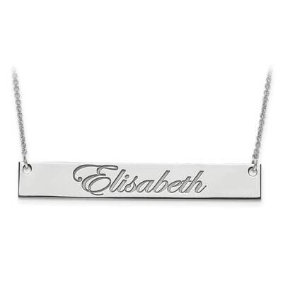 Large Polished Script Name Bar with Chain 14k White Gold XNA642W, MPN: XNA642W, 191101220586