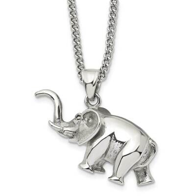 3D Elephant 24 Inch Necklace Stainless Steel Polished SRN2799-24, MPN: SRN2799-24, 191101870118