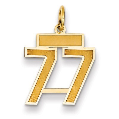Number 77 Charm 14k Gold Small Satin  LSS77, MPN: LSS77, 883957070230