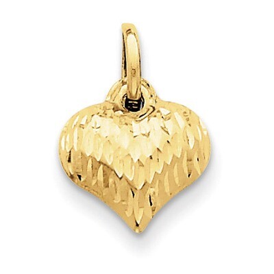 Puffed Heart Charm 14k Gold Diamond-cut D2887, MPN: D2887, 883957899107
