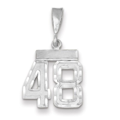 Number 48 Charm Small Diamond -cut 14k white Gold WSN48, MPN: WSN48, 883957114330