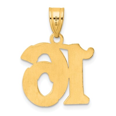 Number 16 Pendant 14k Gold Polished Etched AEN16, MPN: AEN16, 196904081112