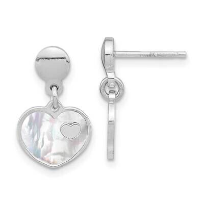 Mother of Pearl Heart Post Dangle Earrings Sterling Silver Rhodium-Plated QE15641, MPN: QE15641, 19…