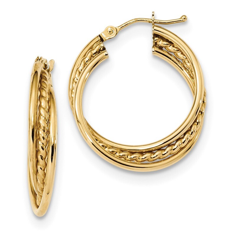 Rope Twisted Hoop Earrings 14k Gold Polished TF1108, MPN: TF1108, 191101057335