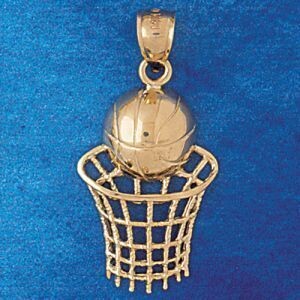 Dazzlers Jewelry Basketball Ball and Board Pendant Necklace Charm Bracelet in Yellow, White or Rose…
