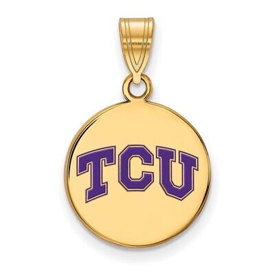 Texas Christian University Medium Enamel Disc Pendant Gold-plated Silver GP043TCU, MPN: GP043TCU, 8…