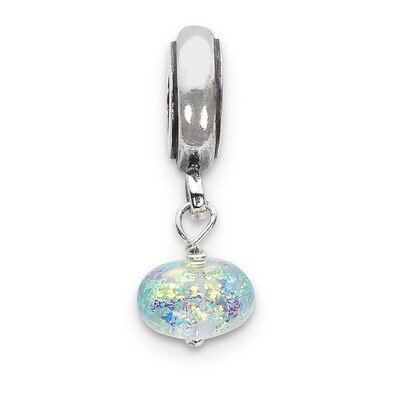 Yellow Dichroic Glass Dangle Bead - Sterling Silver QRS2320, MPN: QRS2320, 883957514109