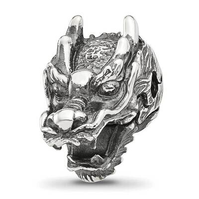 Antiqued Chinese Dragon Hinged Bead Sterling Silver QRS4297, MPN: QRS4297,
