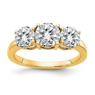 2 1/5ct. Three Stone G H I True Light Round Moissanite Ring 14k Gold RM3554E-225-YMT, MPN: RM3554E-…