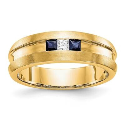 Diamond with Sapphire Men&#39;s Band 14k Yellow Gold RM3499B-SA-010-YAA, MPN: RM3499B-SA-010-YAA,