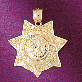 Dazzlers Jewelry Police Badge Pendant Necklace Charm Bracelet in Yellow, White or Rose Gold 4579, M…