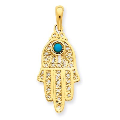 Turquoise Filigree Chamseh Pendant 14k Gold D1707, MPN: D1707, 883957265551
